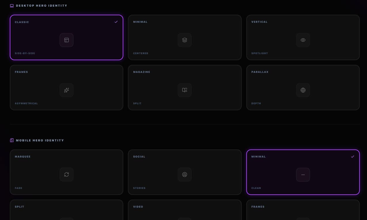 Choose your hero layout