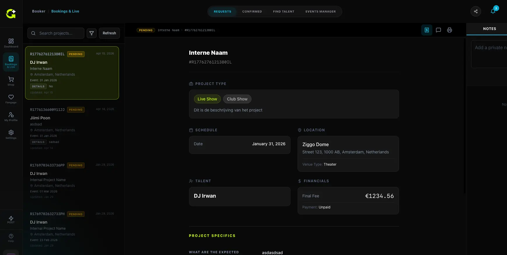 Booker dashboard preview